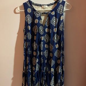 Boho flowy dress (navy blue, white, orange)